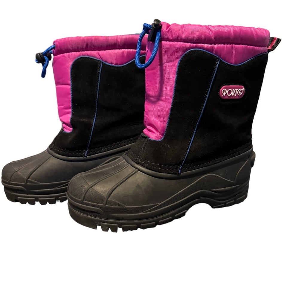 SPORTO Pink & Black Waterproof Rain Snow Boots Big Girls Size 4